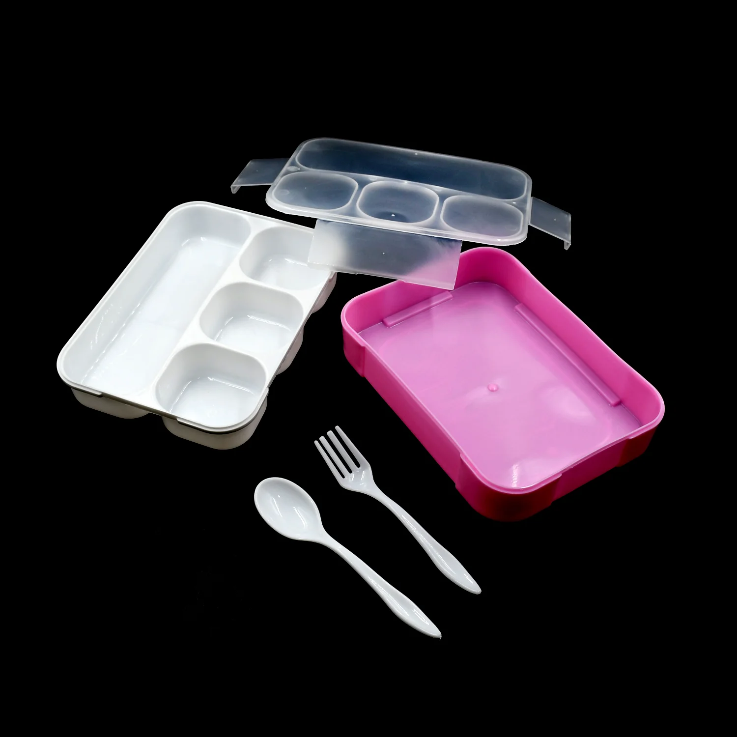 Lunch Box 4 Compartment With Leak Proof Lunch Box & 2 spoon, For School & Office Use - Image 6