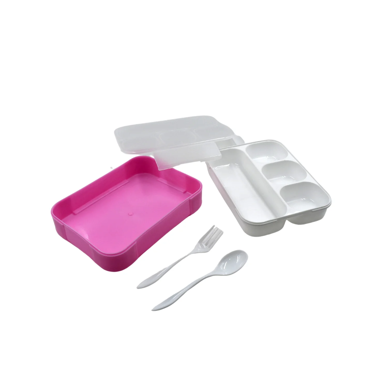 Lunch Box 4 Compartment With Leak Proof Lunch Box & 2 spoon, For School & Office Use