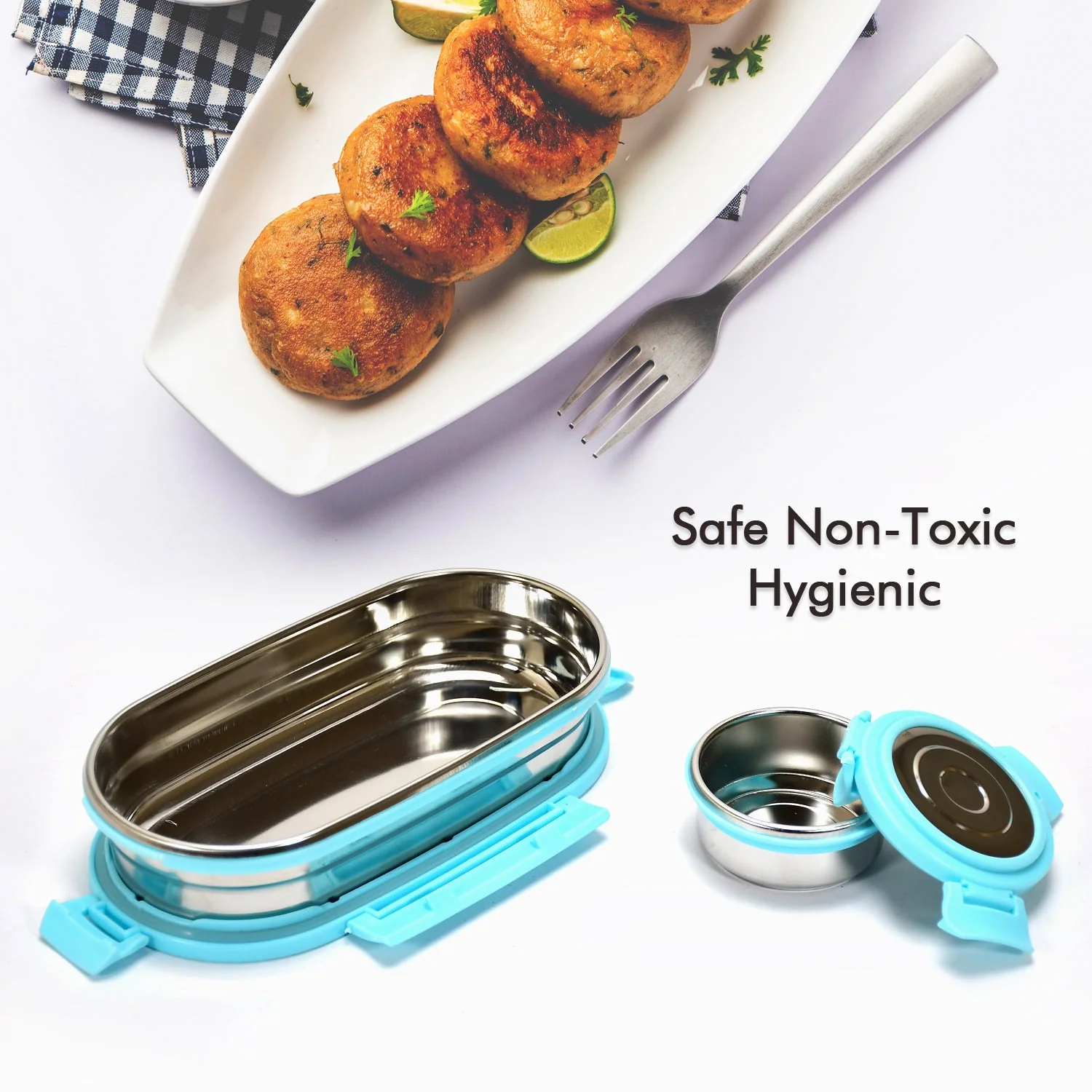 Ganesh Stainless Steel Lunch Box & Small Container ( Set Of 2 Pcs ) - Image 3